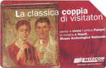 SCHEDE TELEFONICHE - PHONECARD - TELECARTE  - SCHEDA TELEFONICA USATA "LA CLASSICA COPPIA DI VISITATORI" - Public Practical Advertising