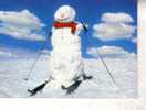 Snowy Mountain & Snowmen Postcard - Carte Des Snowy Mountain Et Bonhomme De Neige - Other & Unclassified
