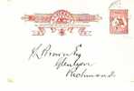 AUS185 /  Australien -Roo 1 D Hughenden Jockey Club 1916 Nach Richmond - Postal Stationery