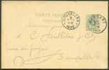 E.P. Carte 5 Centimes Vert, Obl. Sc RANSART 9 Octobre 1890 Vers Bruxelles.  Repiquage Houillère Unies Appaumée - 3007 - Postkarten 1871-1909