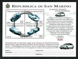 SAN MARINO 1999 INDUSTRIA DEL AUTOMOVIL AUDI - YVERT BLOCK 27 - Unused Stamps