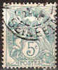 Timbre France Y&T N° 111 (01) Obl  Type Blanc.  5 C. Vert. Cote 0,30 € - 1900-29 Blanc