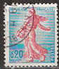 Timbre France Y&T N°1233 (02) Obl.  Semeuse Lignée.  20 C. Turquoise Et Rose. Cote 0,15 € - 1903-60 Sower - Ligned