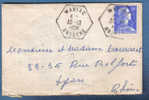 Sur Enveloppe 20F Marianne De Müller Seul - CAD Héxagonal Pointillé MARIAC (Ardèche) - 1877-1920: Periodo Semi Moderno