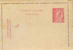 P133-006 - Entier Postal - Carte Lettre N°6 De 1888 - éffigie Du Roi - Perforation B - 10 C. Rose Sur Gris - Intérieur D - Carte-Lettere