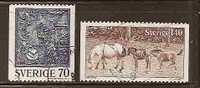 SWEDEN   - Yvert # 973/4 - FAUNA - HORSES  - VF USED - Gebraucht