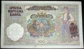 Paper Money,Banknote,Serbia,100 Dinars,Dim.156x88mm,German Occupation,Overprinted,Year Of 1941. - Yugoslavia