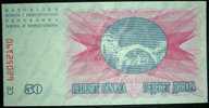 Paper Money,Banknote,Republic Of Bosnia And Herzegovina,50 Dinars,Civil War Issue,Dim.144x72mm,Year Of 1992. - Bosnia Erzegovina