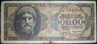 Paper Money,Banknote,Greece,500.000 Drahmai,Dim.139x62mm,WWII,Year Of 1944. - Griechenland