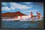 Surfing And Canoeing At Waikiki Hawaii Water Sport Postcard - Ref A14a - Zonder Classificatie