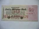 BILLET DE BANQUE ALLEMAGNE REICHSBANKNOTE BERLIN 1923  /  FUNFZIG  50 MILLIONEN MARK  ETAT BON VERSO RIEN D'IMPRIME ? - 50 Miljoen Mark