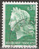 Timbre France Y&T N°1536A (02) Obl  Marianne De Cheffer.  0 F.30 Vert. Cote 0,15 € - 1967-1970 Marianne Of Cheffer