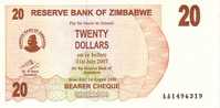 ZIMBABWE  20 Dollars  Emission De 2006    ***** BILLET  NEUF ***** - Zimbabwe