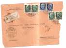 3629)raccomandata Con 4x25c + 2x1.25£ Imperiale Da Taormina A Termini Imerese Il 4-10-1944 - Marcophilie