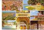 MOISSAC - 7 Vues :  Vue Aérienne, Pt Napoléon Et Uvarium, Bords Du Tarn, La Chaussée Et Le Moulin, Portail De L´Eglise, - Moissac