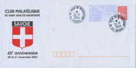 France Entier Postal PAP Marianne De Luquet - Savoie - Blason -Anniversaire TAD Concordant - Omslagen