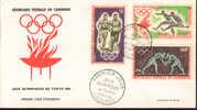 Jeux Olympiques 1964 Tokyo Cameroun FDC   Athlétisme  Lutte - Ete 1964: Tokyo