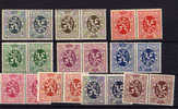 Belgique 1929-32, Tête-bêche Lion Héraldique, N° TB.3 à 12 ** Postfris  Cote 190-€ - Tête-bêche [KP] & Zwischensteg [KT]