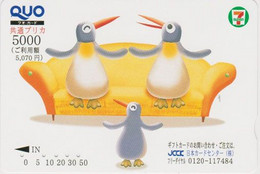 Carte Prépayée JAPON QUO 7/11 -ANIMAL - OISEAU  MANCHOT PINGOUIN - Comics PENGUIN Bird JAPAN Card - PINGUIN - 60 - Pinguins