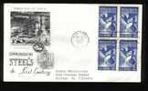 Commemorating American Steel - Postmark New York, N.Y. May 22, 1957 - Block Of 4 - 1951-1960