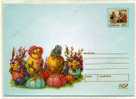 ENTIER POSTAL STATIONERY ROUMANIE LAPIN POUSSIN OEUF DECORE PÂQUES - Farm