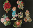 7 DECOUPIS ANCIENS ENFANTS + FLEURS - DIE CUT - Ragazzi