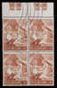 1964 NATALE 7° EMISSIONE 40L. QUARTINA BDF USATA (SASS 421) - Used Stamps