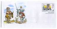 PAP ENTIER POSTAL ESPAGNE DON QHICHOTTE DE LA MANCHE QUIJOTE CHEVAL ARME ARMURE MOULIN - Fairy Tales, Popular Stories & Legends