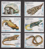 Faune - Reptiles - KAMPUCHEA - Tortue - Lézard, Iguane - Serpents - N° 751 à 756 - 1987 - Kampuchea