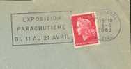 1969  France 42 Roanne  Parachutisme Paracadutismo Parachuting Sur Lettre - Fallschirmspringen