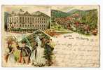 Cpa Dessin TRIBERG CASCADE HOTEL HENGEL Couple Verre De Vin  Xylograph N°522 -1900 - Triberg