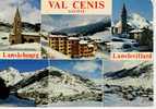 73 - CPSM, VAL-CENIS, LES DEUX VILLAGES DE LANSLEBOURG ET LANSLEVILLARD, LE QUARTIER NAPOLEON, LE CARAVANEIGE, FLAME - Val Cenis