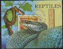 Bloc Oblitéré Du Bénin Reptile Serpent Vipère - Serpents