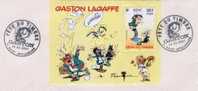 2001 CACHET FETE DU TIMBRE A SAINT APOLLINAIRE SUR BLOC GASTON LAGAFFE - Usati