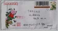 Swallow Bird,peony Flower,China 2001 New Year Greeting Postal Stationery Envelope - Swallows