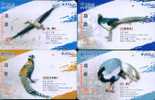 Bird Pheasant   ,China Telecom  , Used Phonecard , 4 PCs - Hühnervögel & Fasanen