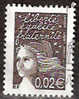 Timbre France Y&T N°3444 (02) Obl. Marianne Du 14 Juillet.  0.02 €.  Bistre-noir. Cote 0.15 € - 1997-2004 Marianne Du 14 Juillet