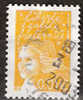 Timbre France Y&T N°3443 (02) Obl. Marianne Du 14 Juillet.  0.01 €.  Jaune. Cote 0.15 € - 1997-2004 Marianna Del 14 Luglio