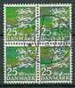 DENMARK - SERIE COURANTE - ARMOIRIES - Yvert # 410a - Block Of 4 - VF USED - Usati