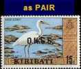 CV:€46.77   KIRIBATI 1981 Bird 15c Wmk Paper Large Ovpt./O.K.G.S/ PAIR   [Aufdruck,surimprimé,sobreimpreso,s - Kiribati (1979-...)