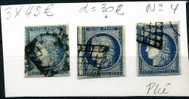 France  4  25c Bleu : Lot De 3 Timbres Dont Un Avec Voisin - 1849-1850 Ceres