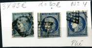 France  4  25c Bleu : Lot De 3 Timbres Dont Un Avec Voisin - 1849-1850 Cérès