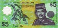 1996 BRUNEI PLASTIC BANKNOTE $5.0 - Brunei