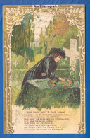 Fantaisie; Am Elterngrab; Musik C. F. Teich; Prägekarte; Litho; 1907 Stempel Toftlund - Funérailles