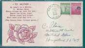 ROSES - An Addition To Any Collection - 1945 MOTHER DAY COVER From ROSE CITY, MICHIGAN (Pop. 446 In 1945) - Rosen