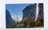 Suisse : Lauterbrunnen  Staubbachfall Mit Kirche Und Grosshorn - Lauterbrunnen