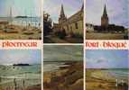 CPSM. PLOEMEUR. L'EGLISE. LA PLAGE DE FORT BLOQUE. DATEE 1983. - Plömeur