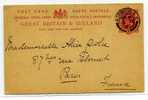 GRANDE BRETAGNE / ENTIER POSTAL / CARTE  POUR LA FRANCE / 1907  NORWOOD S.E. / STATIONERY - Stamped Stationery, Airletters & Aerogrammes