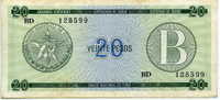 Cuba 20 Pesos Cerificat D´échange International Série B (1985) PFX9 PAYPAL ATTENDRE / WAITING - Cuba