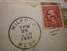 Milford, Nebraska - 1931 - 2 Cent Envelope Old Cover Postal History To Hollywood - Covers & Documents